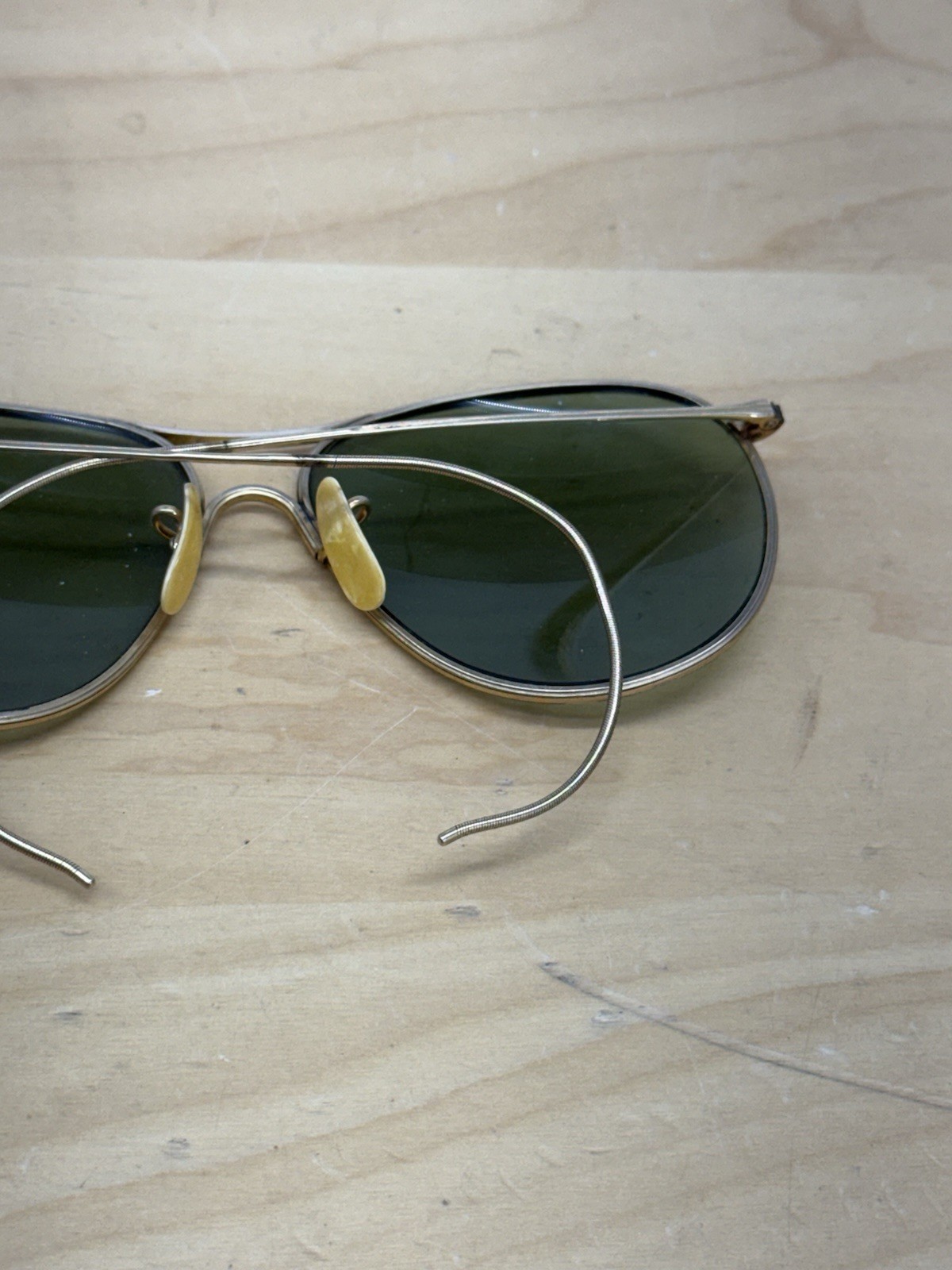 American Optical AO Cool Ray Ful-Vue Green Aviator 1/10 12k GF w/Case WWII Vtg