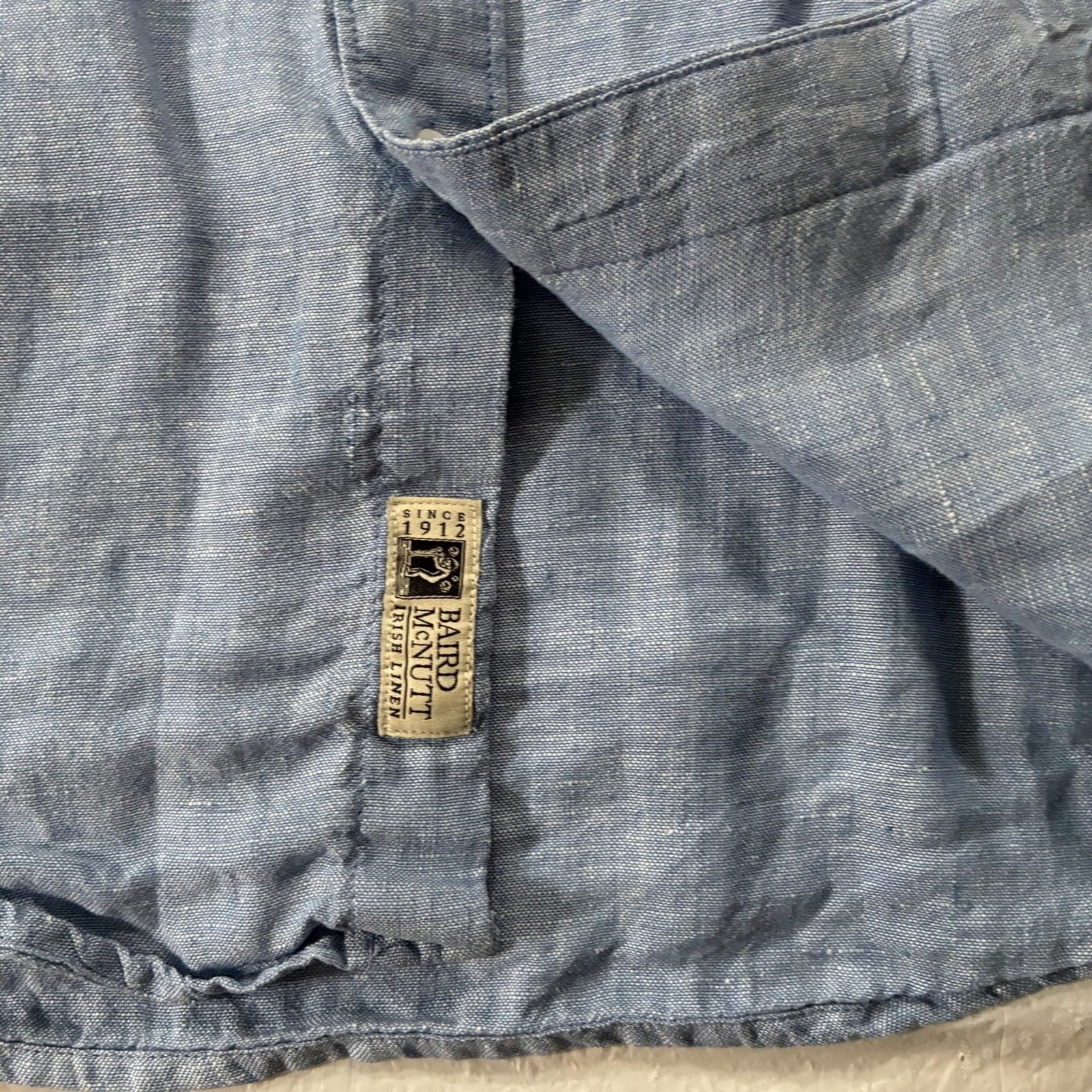 J Crew Baird Mcnutt Linen button Up Blue Men’s Medium Classic – FLAWED