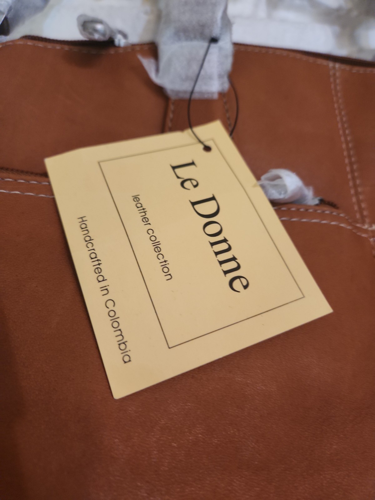 Le Donne All Leather Rich Tan Shoulder Top Handle Satchel Purse