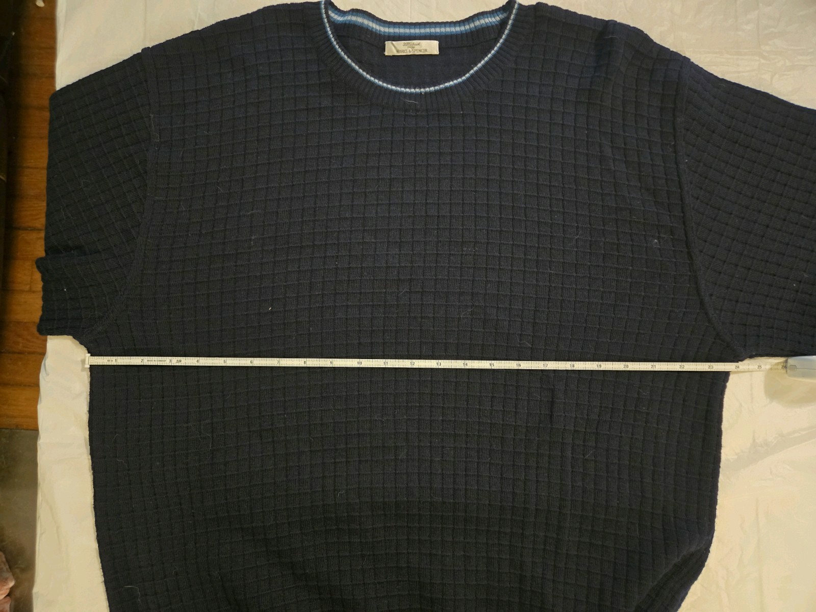 Marks & Spencer St Michael Men’s Navy Textured Crew Neck Sweater S L Made Italy