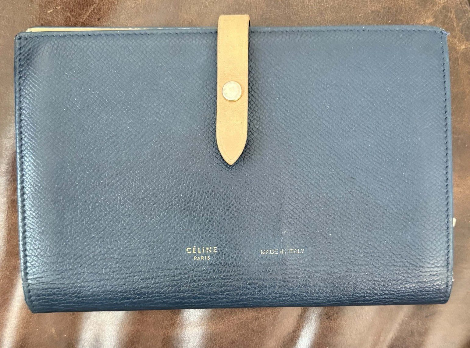 CELINE Blue/Beige Women’s Wallet w/ Strap, Credit Card Slots, Logo, Italy
