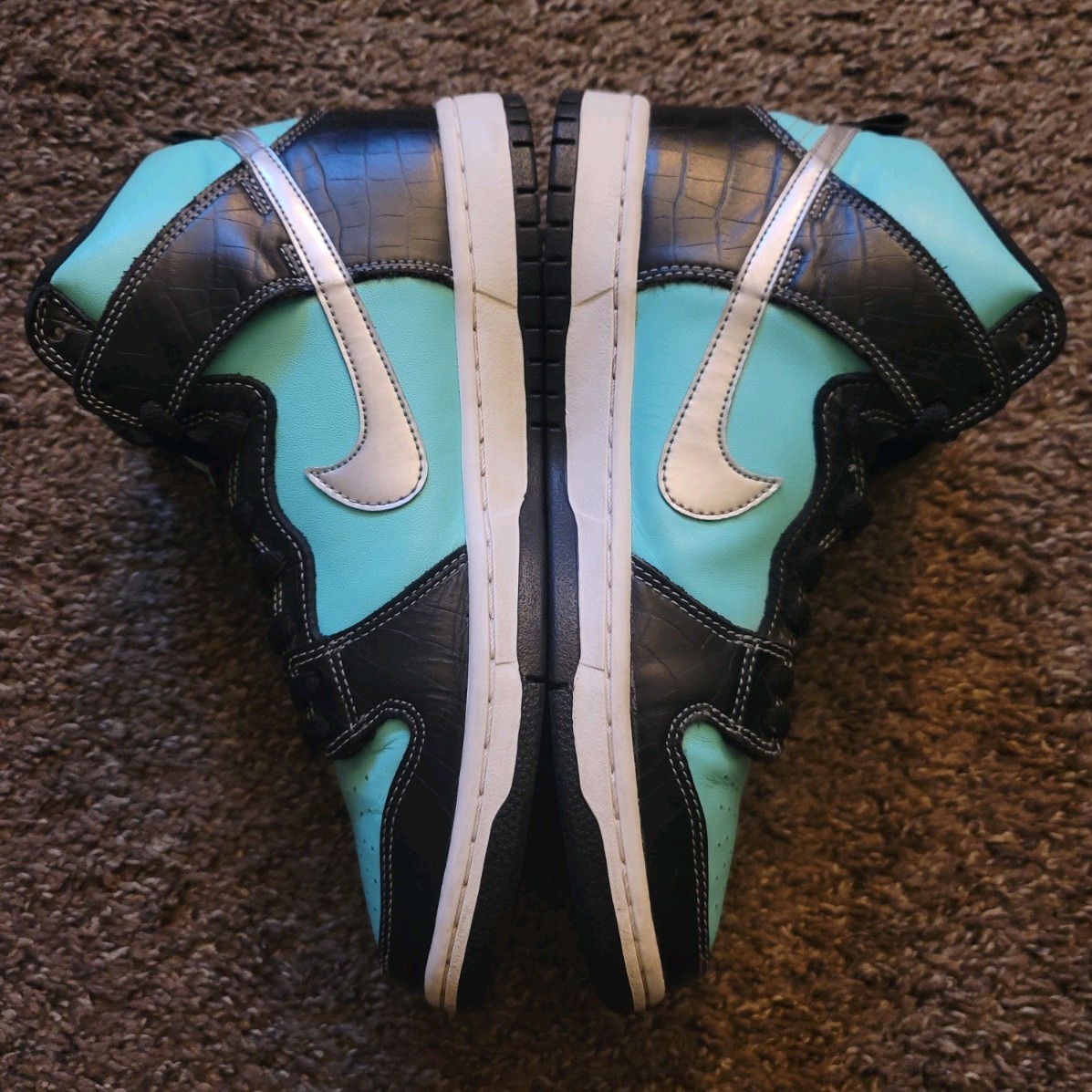 Nike SB Dunk High Premium PRM Tiffany Diamond Supply Co Aqua/Chrome-Black Size 8