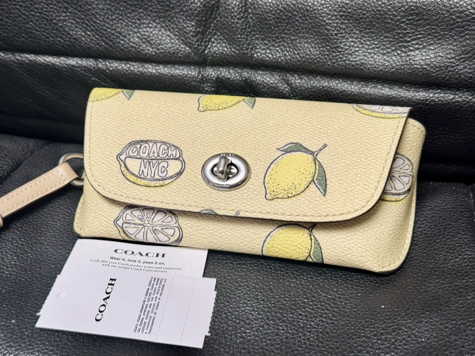 NWT Coach Sunglass Case With Lemon Print CAP11 in Garden Glade Multi