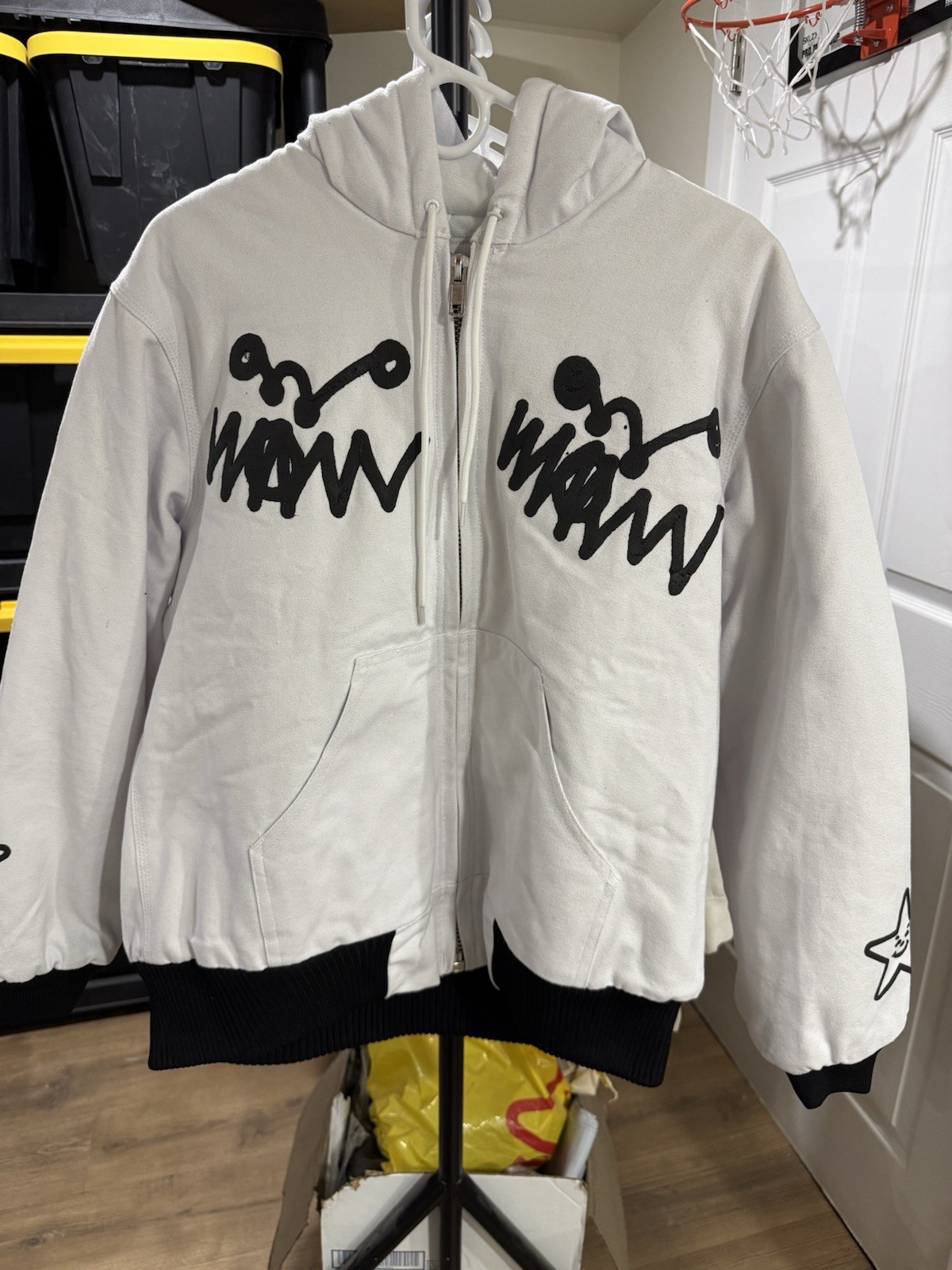 Asspizza Work Jacket White Puff Print 2022