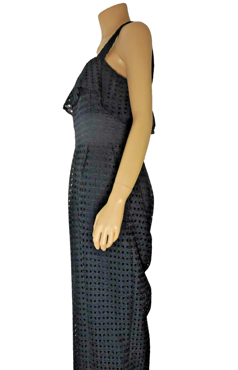 ANTONIO MELANI Jumper wide leg 8 Blue eyelet Lace tiered neck line NWT