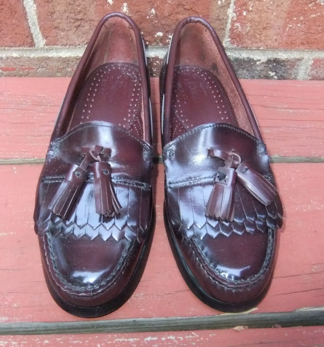 Bass Weejuns Mens Tassel Kiltie Loafers Burgundy Old Money USA 6D
