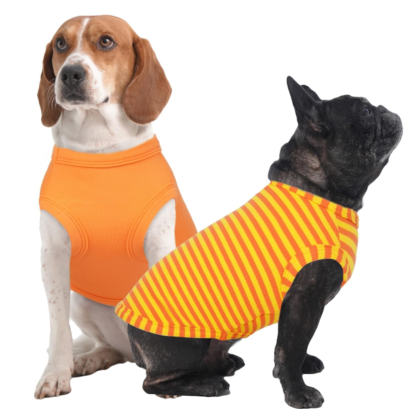 IECOii 880TX 2 Pack Dog Surgery Recovery Shirt Sleeveless L Orange+Orange