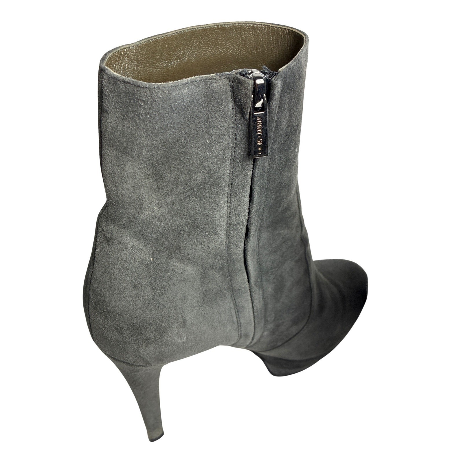 Jimmy Choo Grey Suede Stiletto Ankle Boots Platform Booties Made in Italy 39