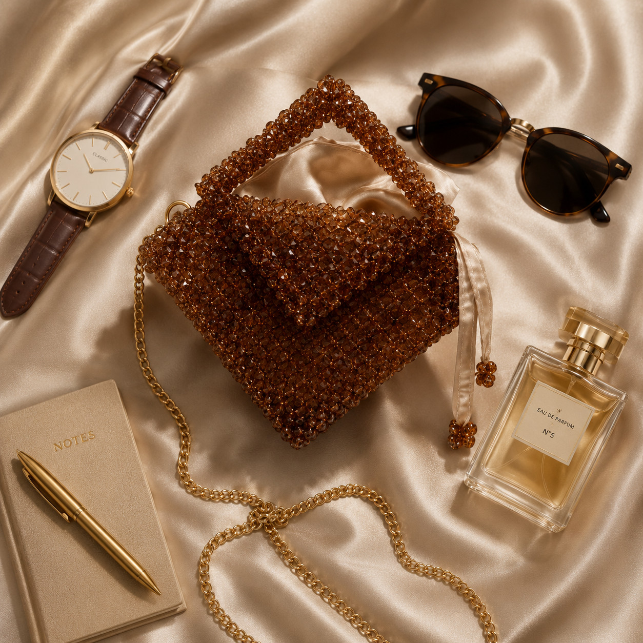 Elegant Handmade Crystal-Look Beaded Bag