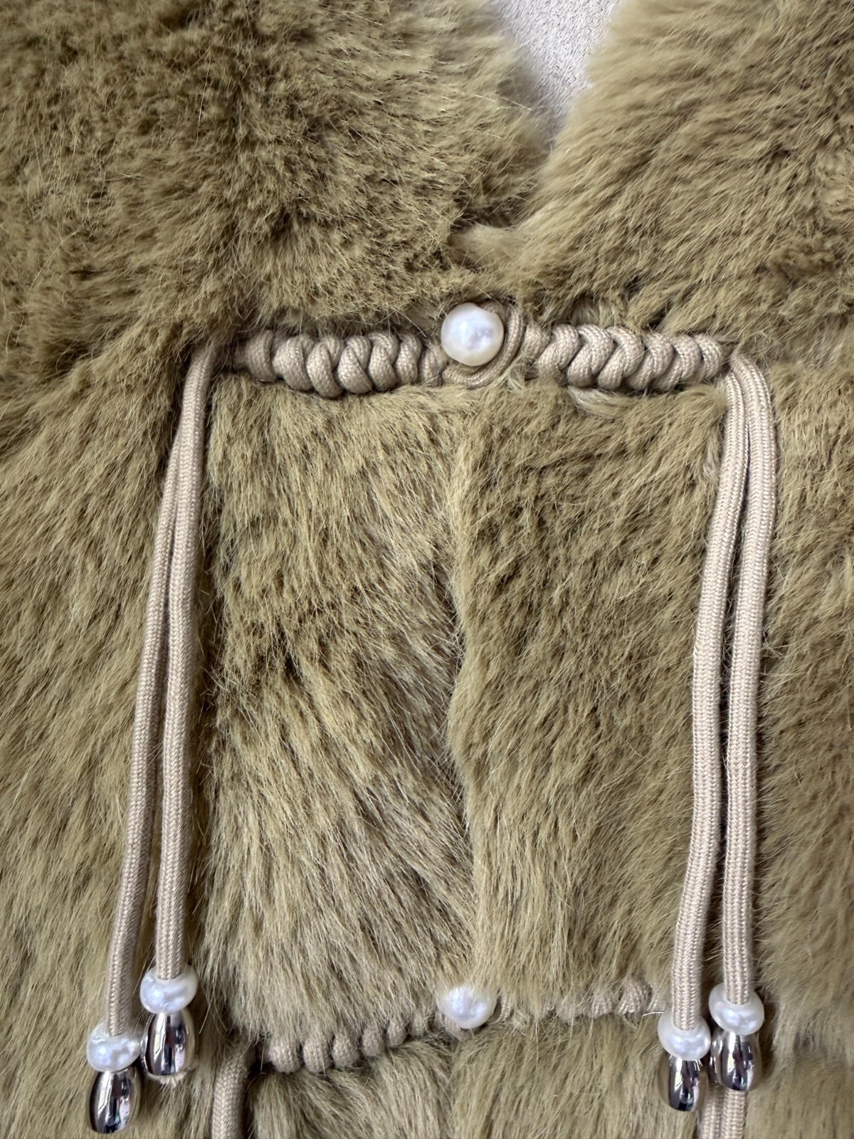 Women’s Olive Green Faux Fur Jacket Toggle Closure Long Winter Warm Coat