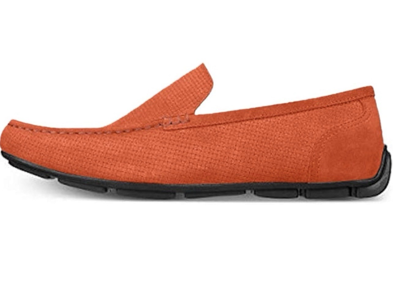Alfani Men’s Kendric Textured Drivers Orange Suede Size 10 M
