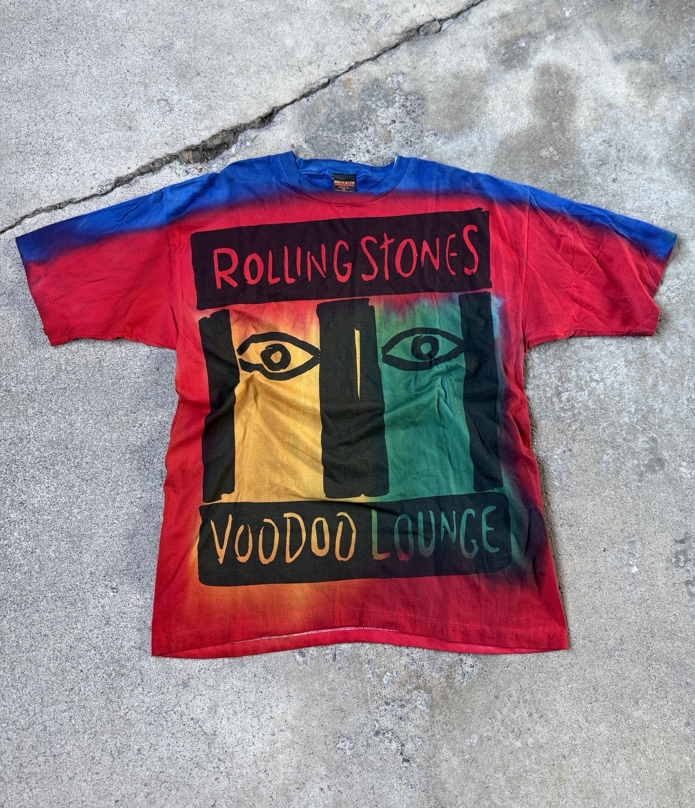 Vintage 1994 Rolling Stones Voodoo Lounge T-Shirt AOP Size XL Tie Dye Brockum
