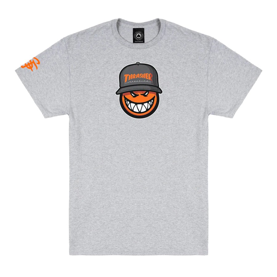 Thrasher Magazine X Spitfire SF LOC Skateboard T Shirt SPORT GREY