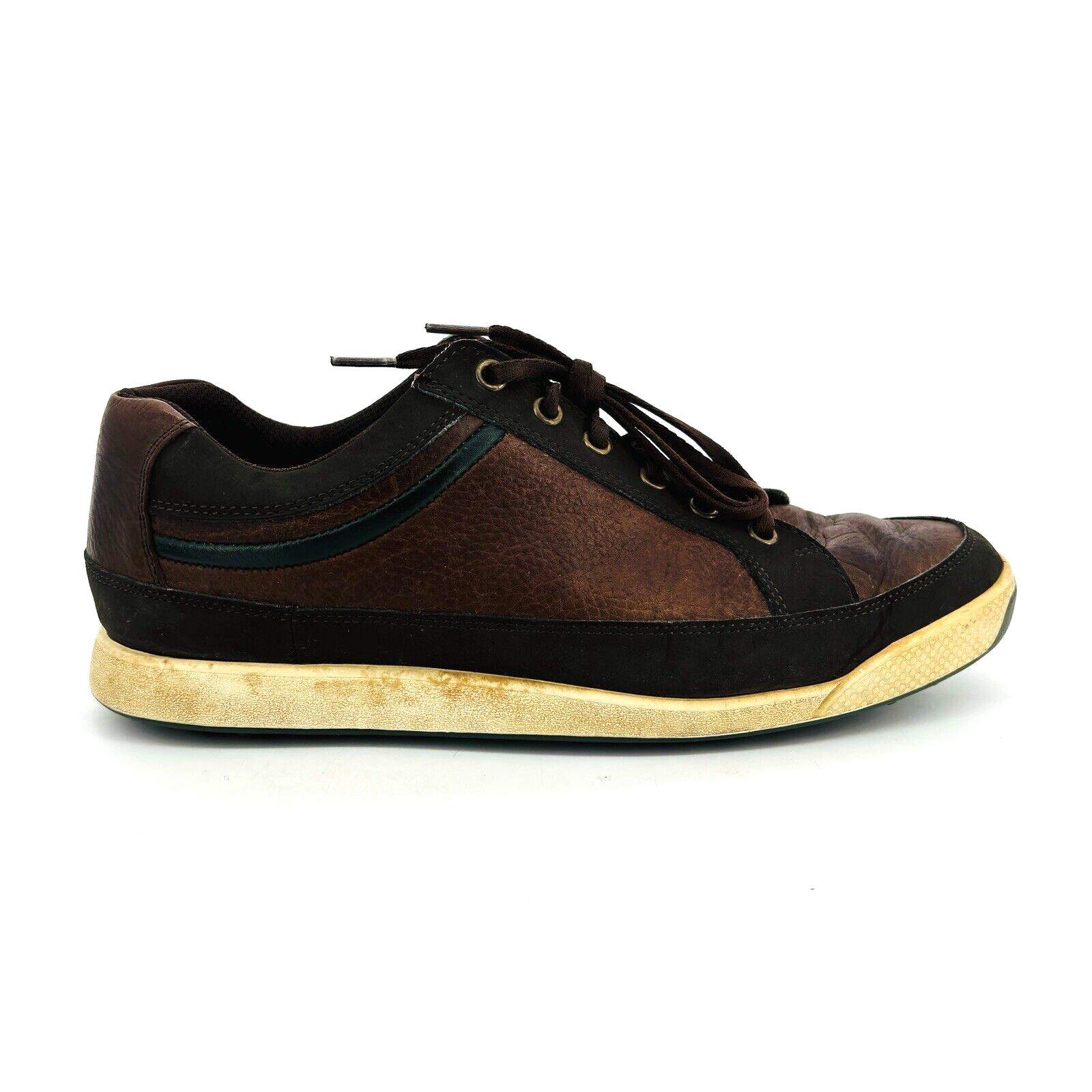 Mens 9.5 M FootJoy FJ Contour Casual Brown Leather Spikeless Golf Shoes 54275