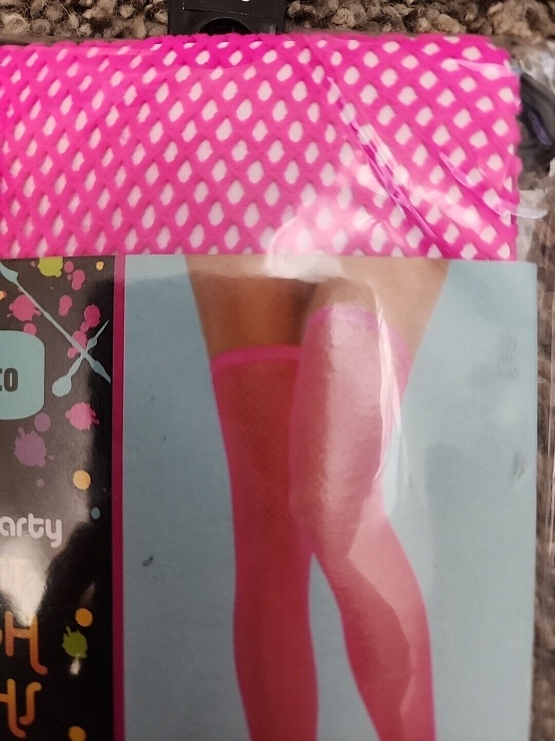 Electric Party Hot Pink Fishnet Thigh Highs Adult One Size Fit Most