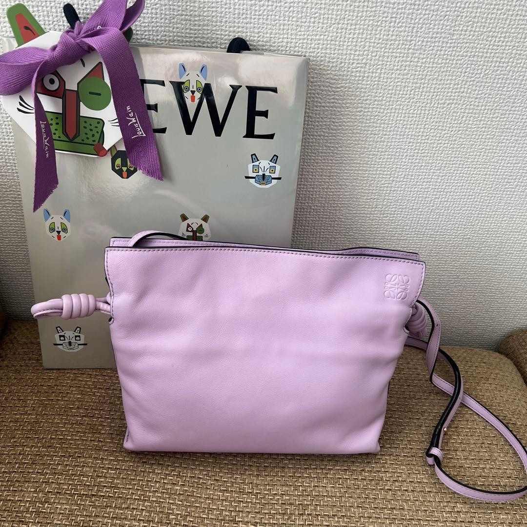 Loewe Mini Flamenco Purple Leather Clutch Shoulder Bag Chic Style
