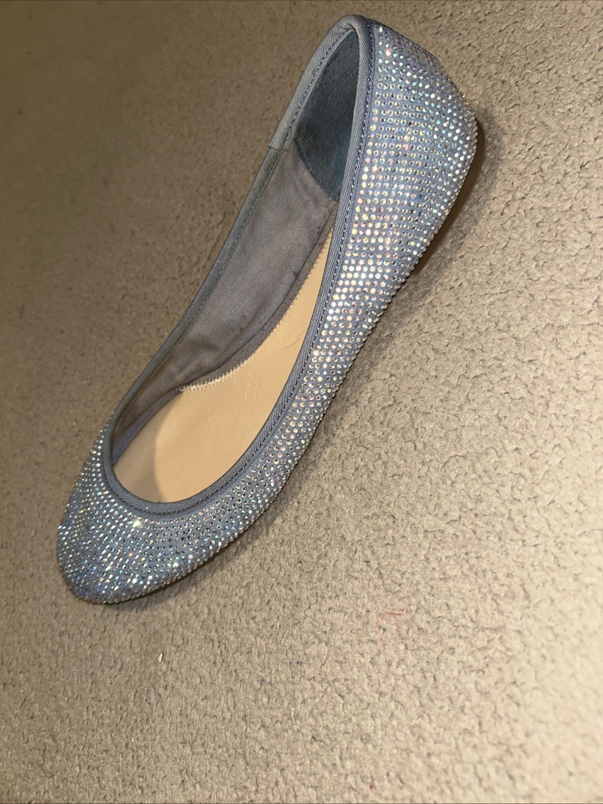 GIANNI BINI Blue Sequin Rhinestone Slip On Ballet Flats Shoes Size 9.5