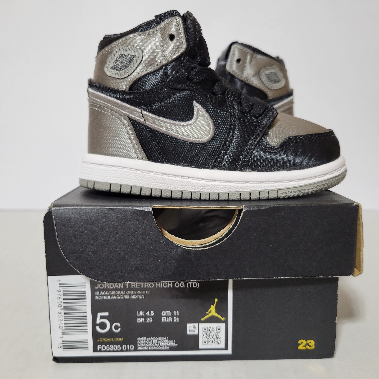 Air Jordan 1 Retro High OG TD Satin Shadow Black/Grey FD5305-010 5C