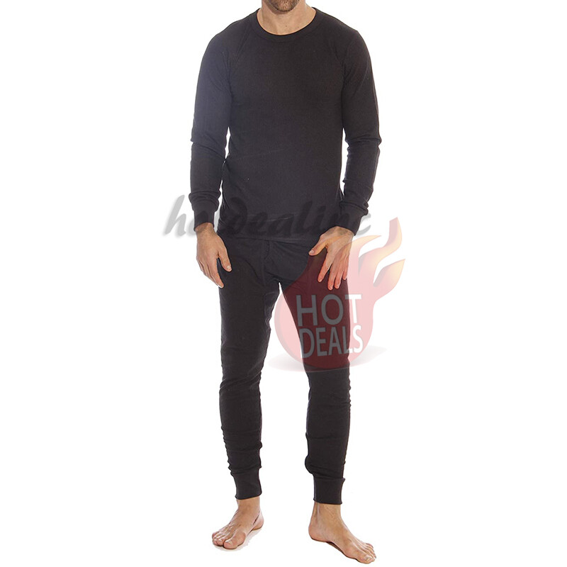 Men’s Winter Fleece Lined Thermal Cotton Top&Bottom Long Johns Underwear Set