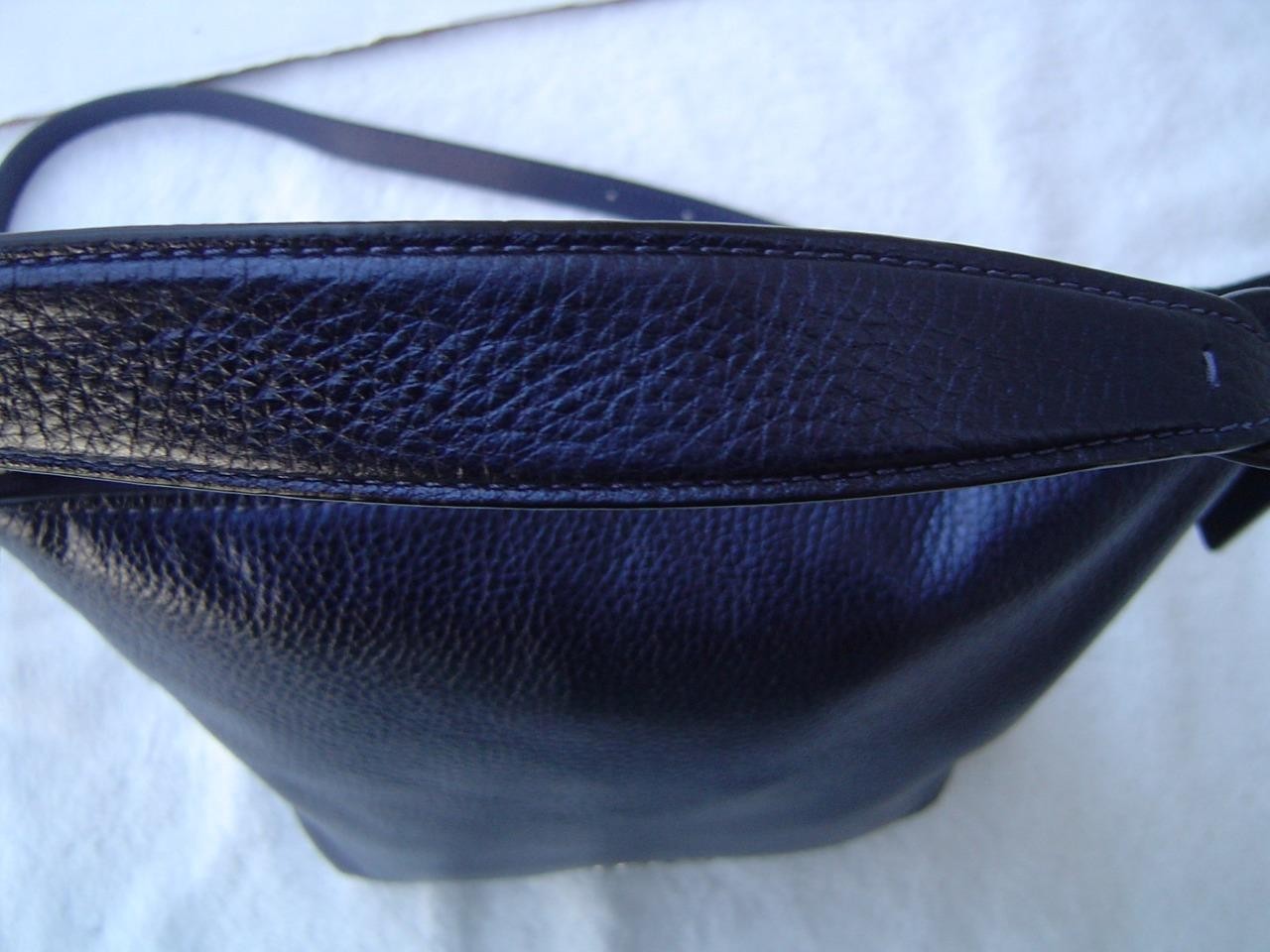 AUTHENTIC COACH METALLIC BLUE PEBBLE LEATHER MINI ABBY DUFFEL BAG #87691