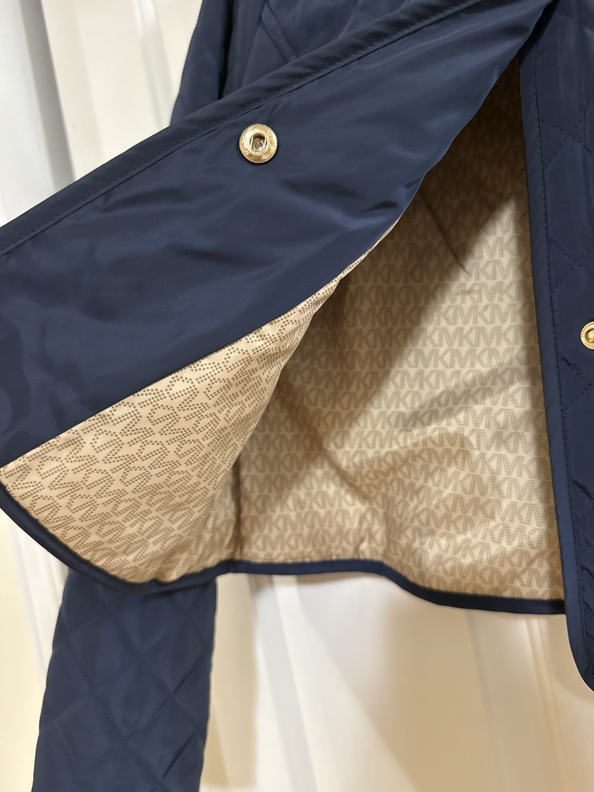Michael Kors Women’s Blue Quilted Button Front Jacket Size S