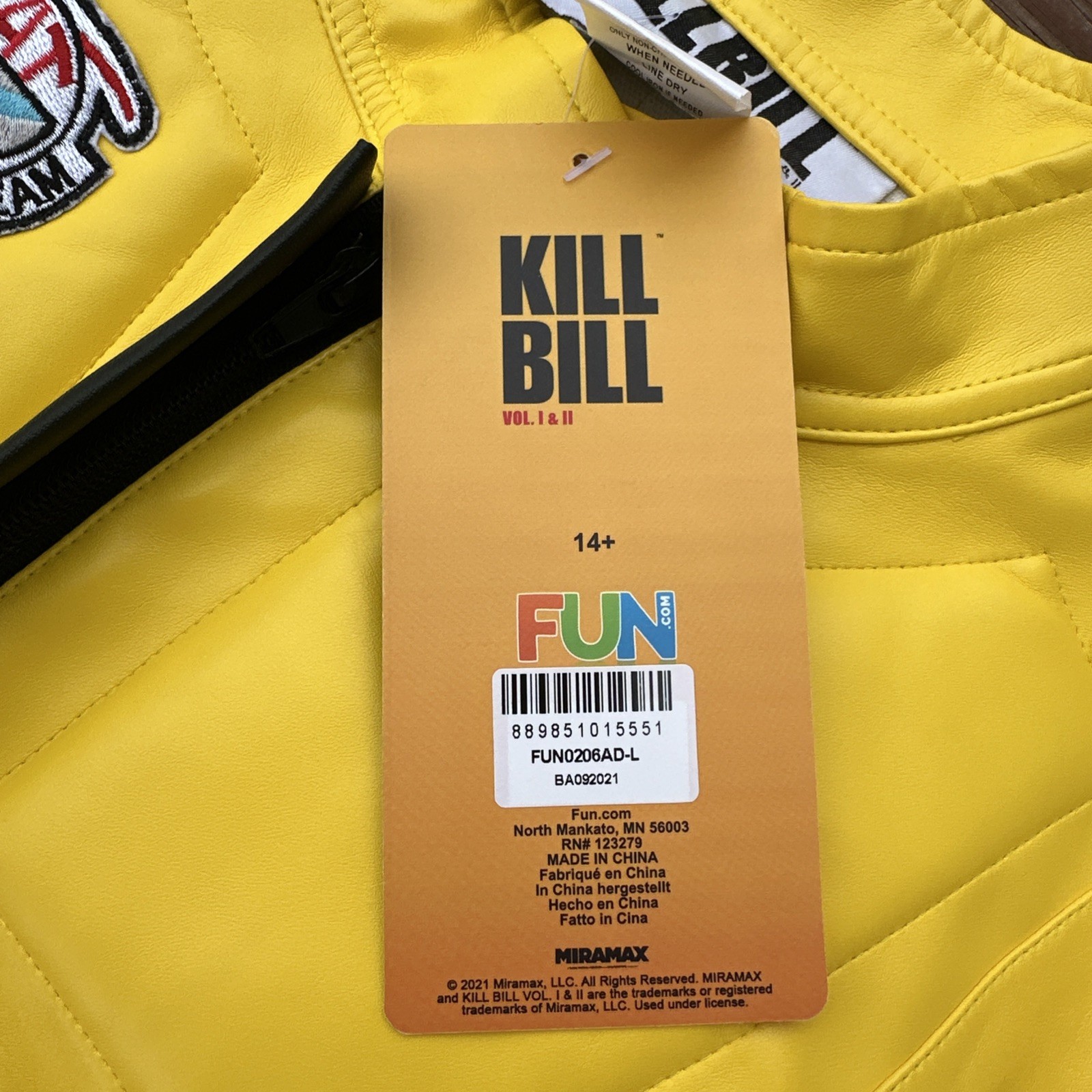 NWT Kill Bill Beatrix Kiddo Size 14 Motorcycle Suit Cosplay Bride New With Tags
