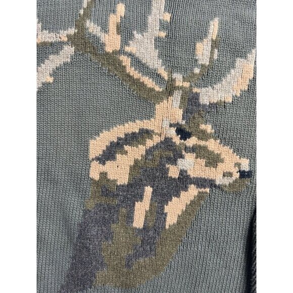 Vintage 90s Nautica Heavy Knit‎ Sweater Camo Deer Medium