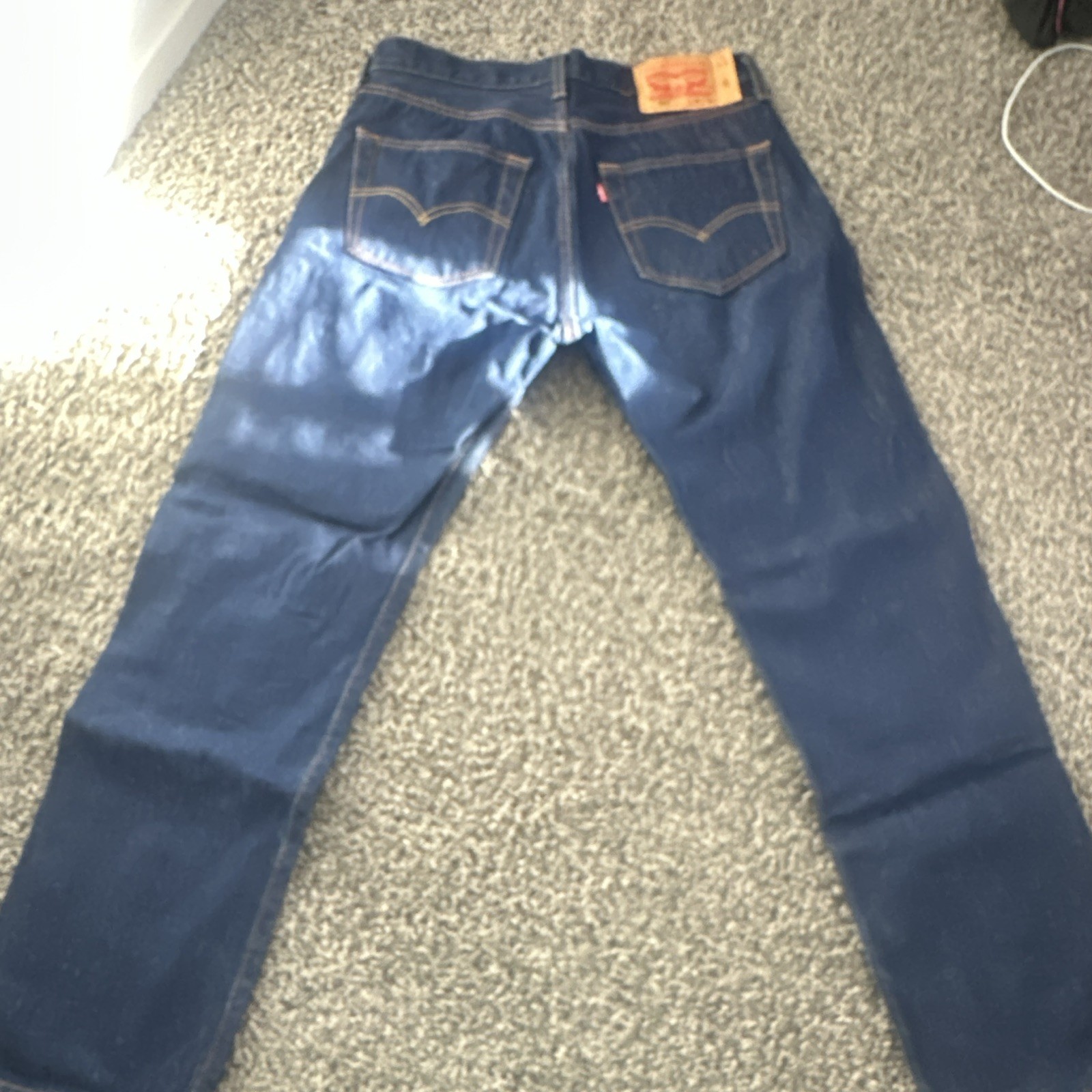 Levi’s Men’s Navy Blue Dark Wash Straight Leg Denim Jeans Mid Rise