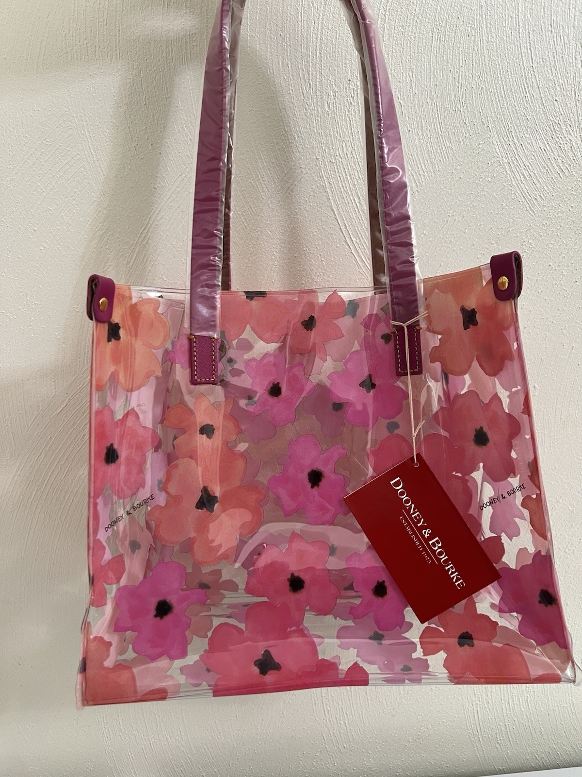 DOONEY & BOURKE MEDIUM SHOPPER TOTE HANDBAG PVC CLEAR Transparent Bloom Floral