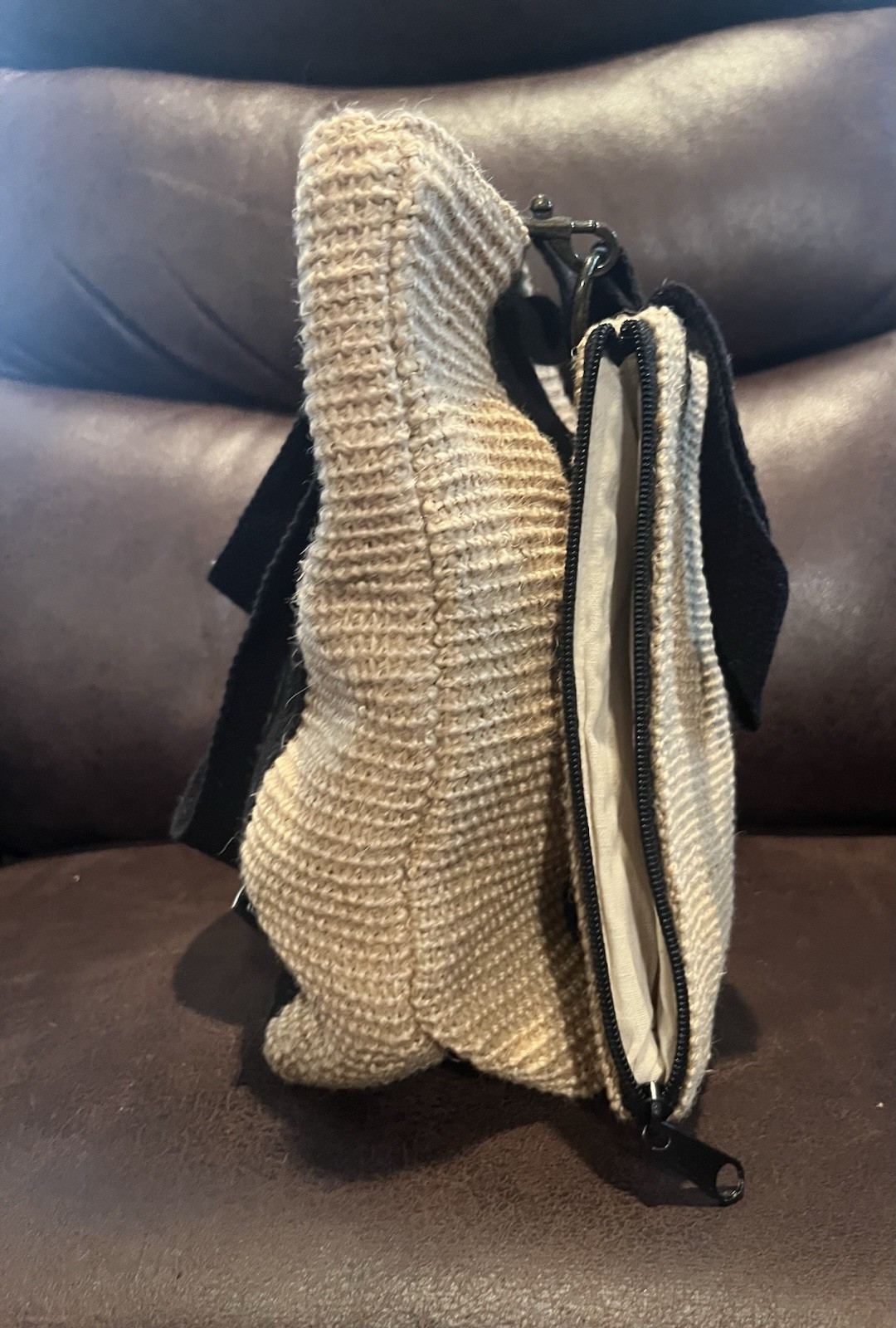 Wacoal Tote Purse Bag w Wristlet Wallet Jute & Cotton 12″X 10″ Snap Closure