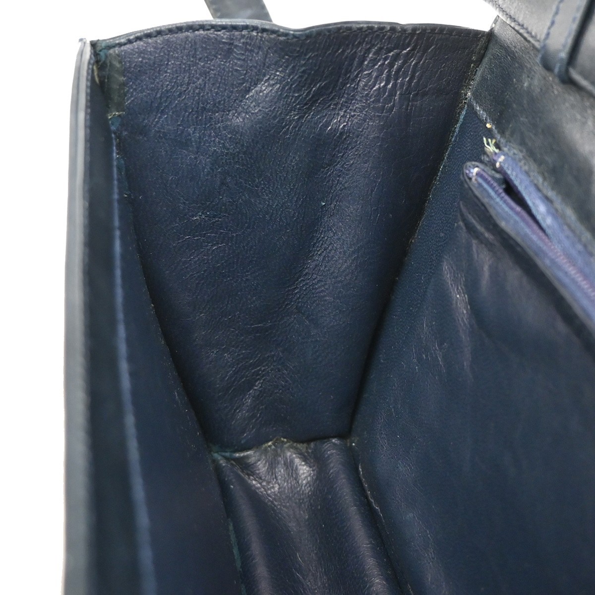 CELINE Logo C Macadam Horse Carriage Shoulder Bag Canvas Leather Blue 68KP174