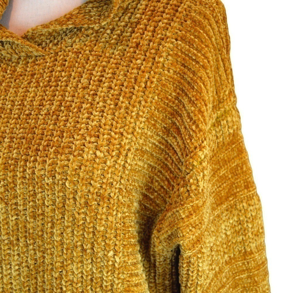 PLEIONE Chenille Super Soft Cozy Knit Oversized Hoodie, Burnt Umber – Size Small