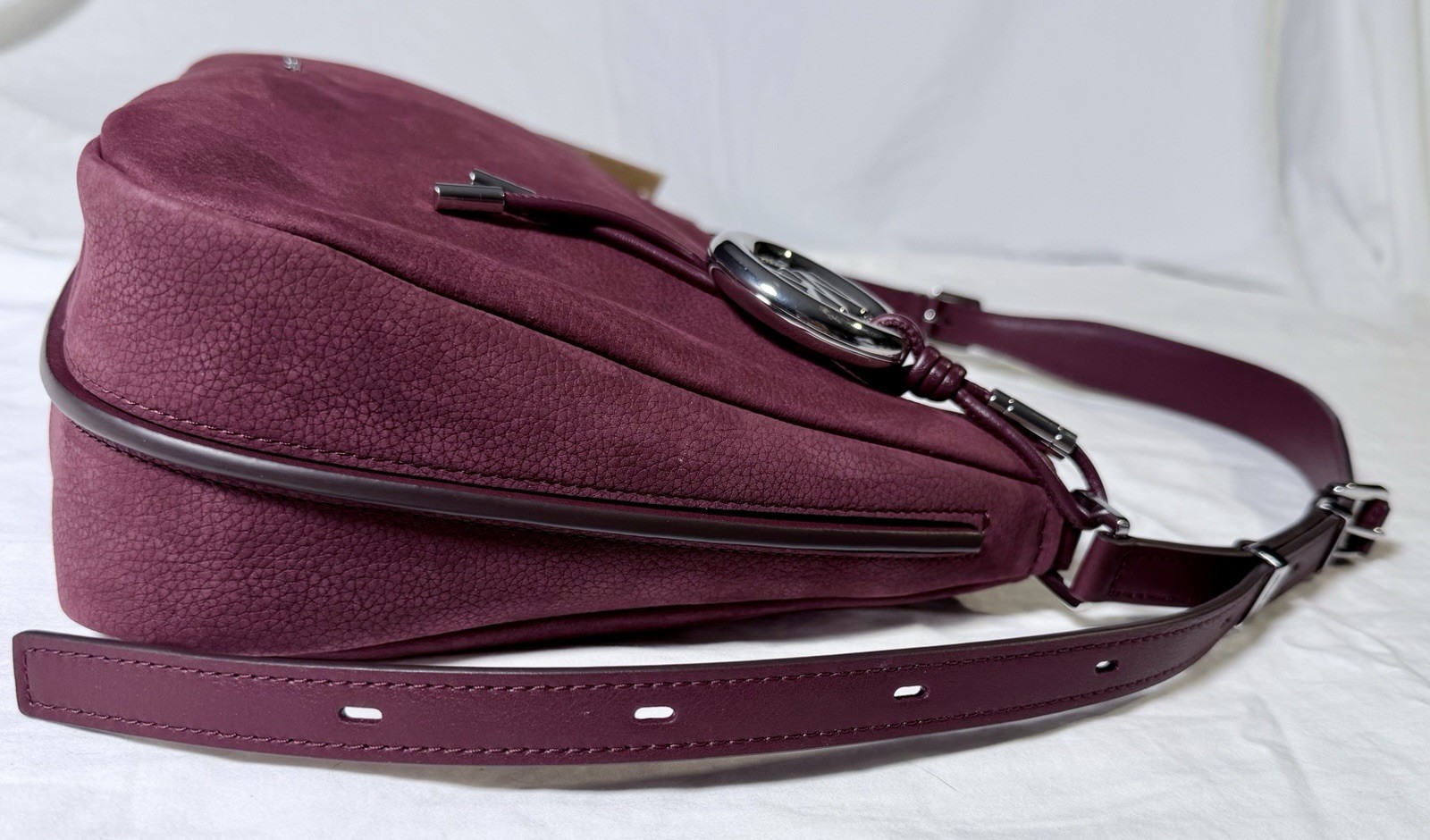 NWT Michael Kors Nolita Medium Nubuck Shoulder Crossbody Bag, Oxblood Red