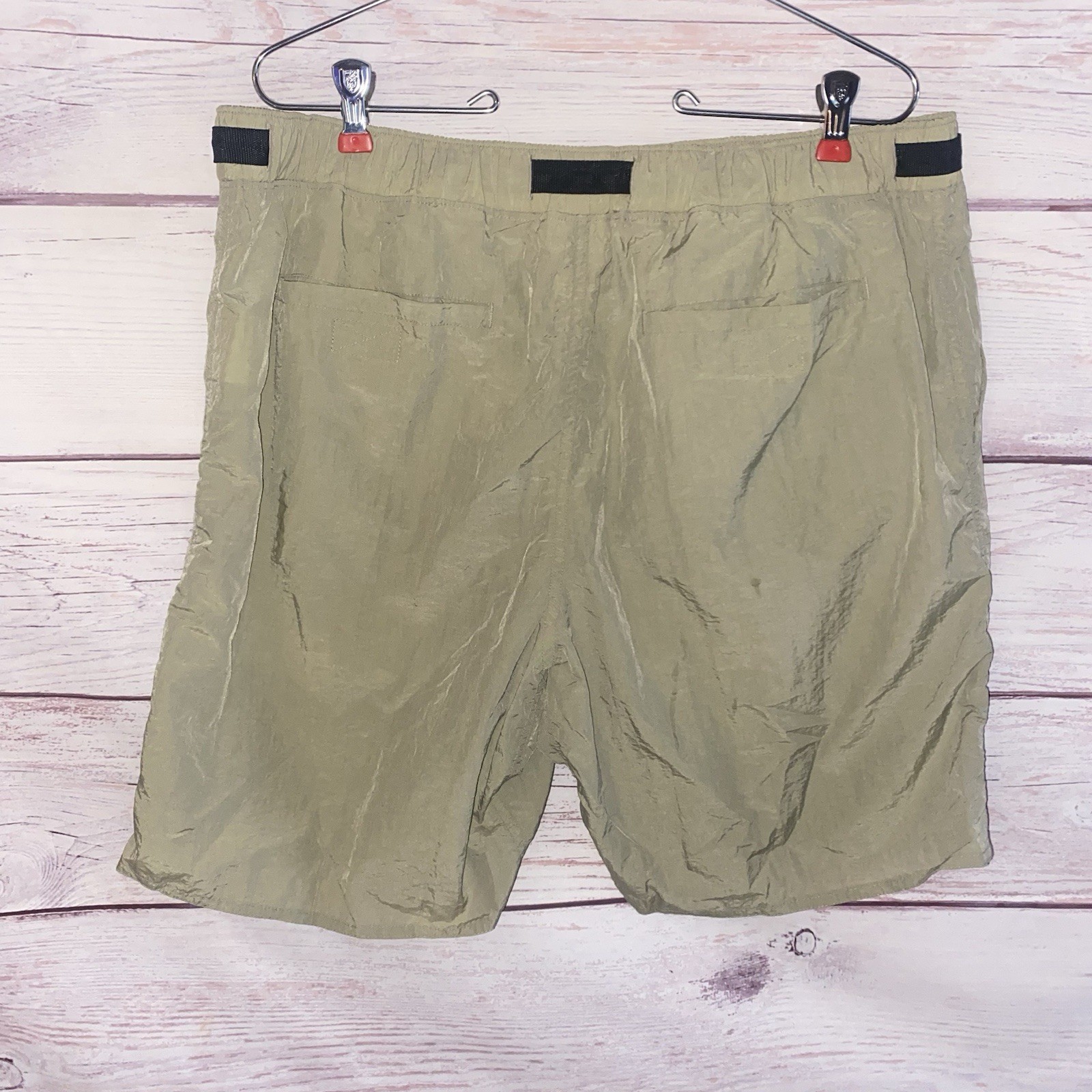 3 REI Mens Shorts L Light Green Tan Lt Tan Belted Hiking Outdoor A15