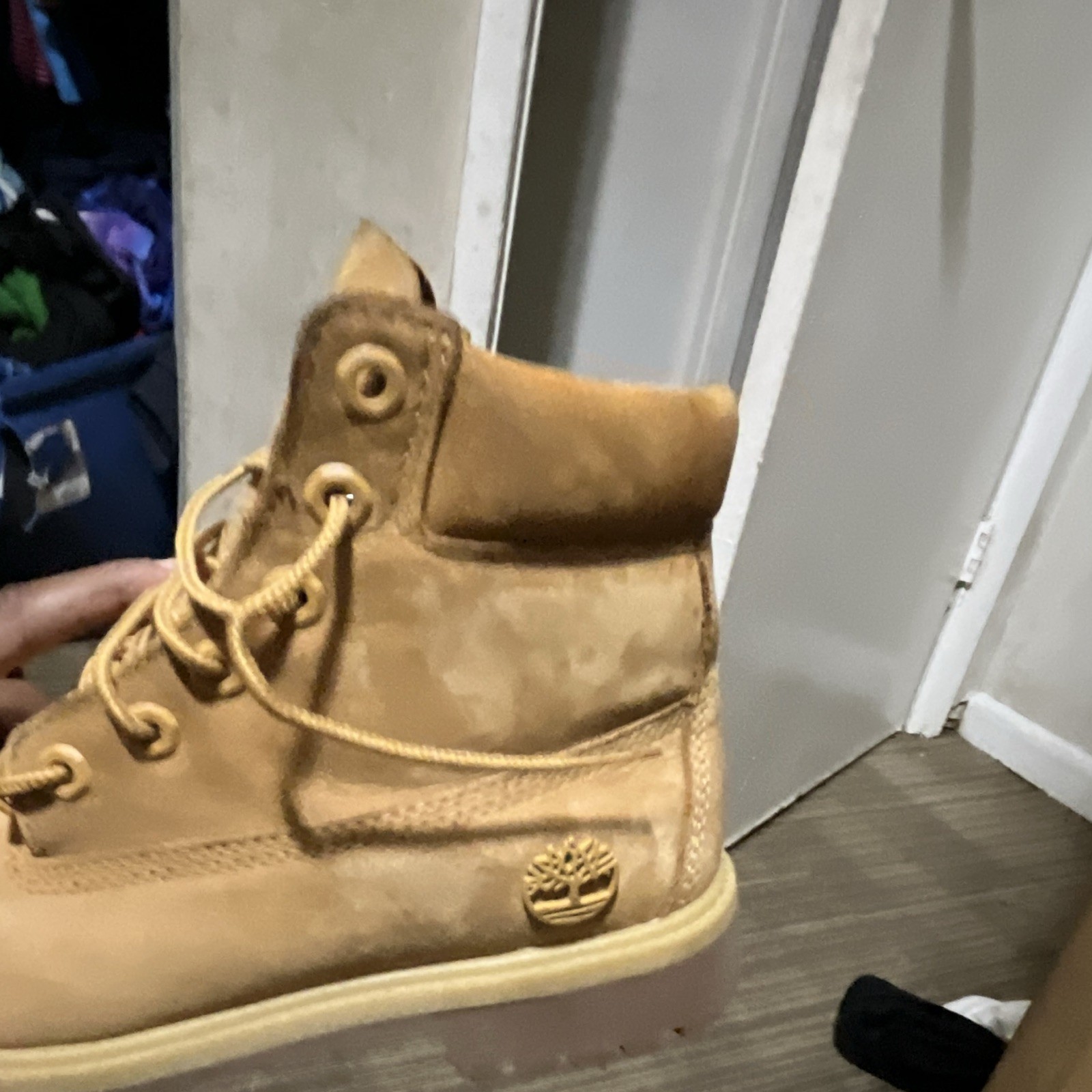 Timberland Men’s Beige Leather Lace-Up Ankle Boots Rubber Sole Round Toe