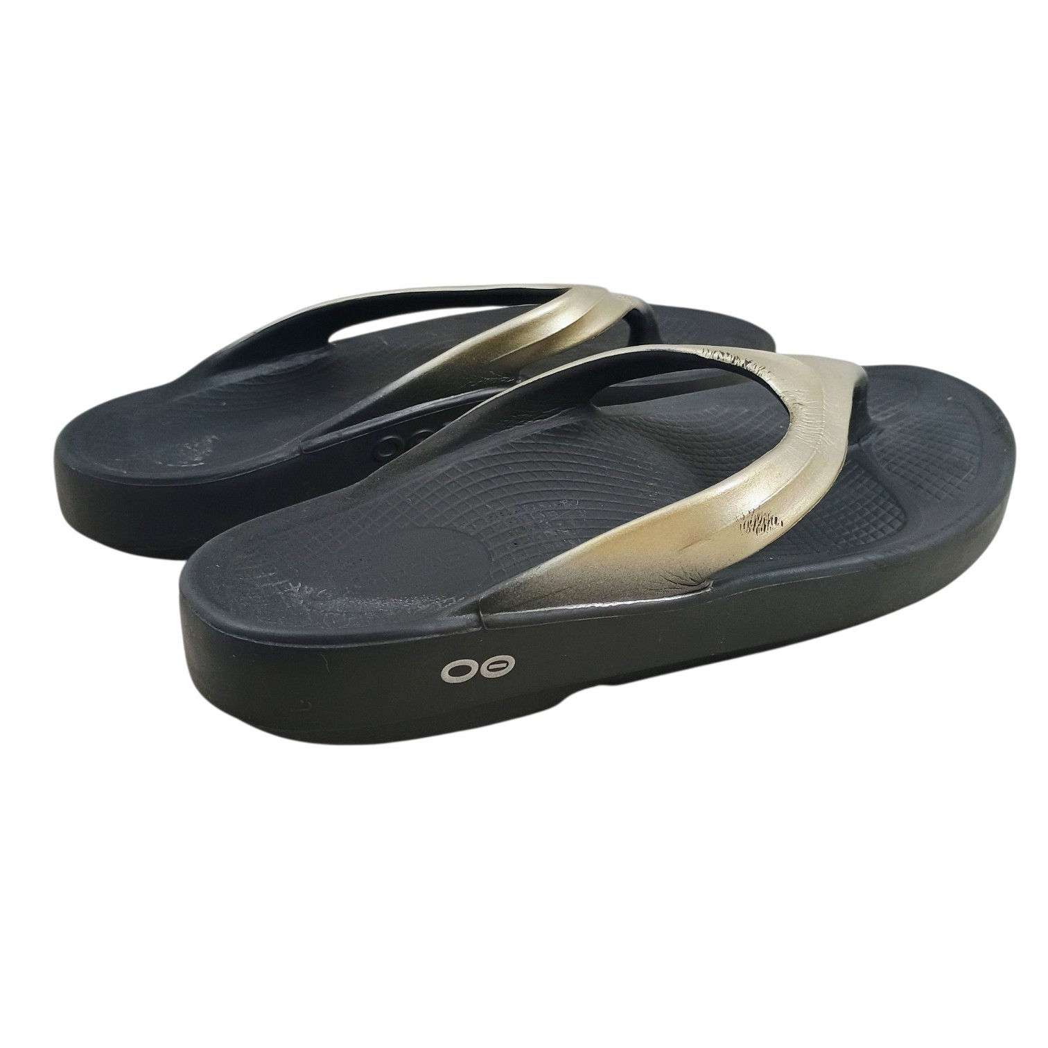 OOFOS Oolala Recovery Thong Sandals Latte Black Women’s Size 8 EU 39