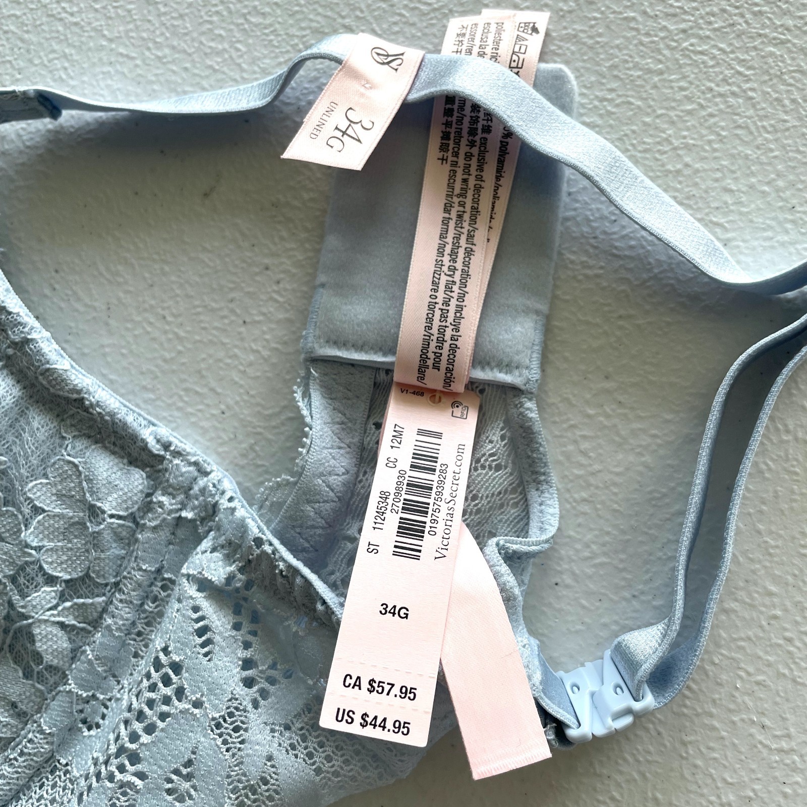 Victoria’s Secret Dream Angels Wicked Unlined Balconette Bra 34G Blue NWT