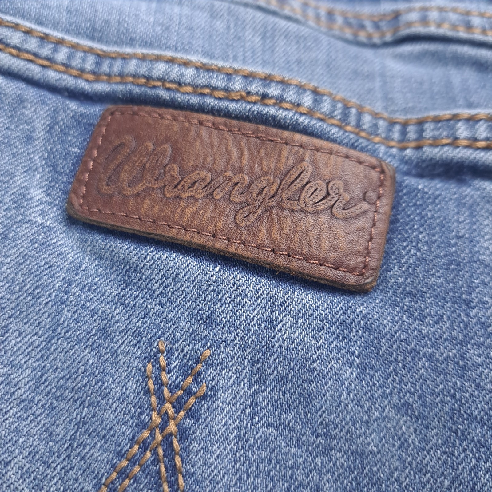 Wrangler Retro Men’s Size 36×32 Slim Straight Stretch Denim Blue Jeans Cowboy