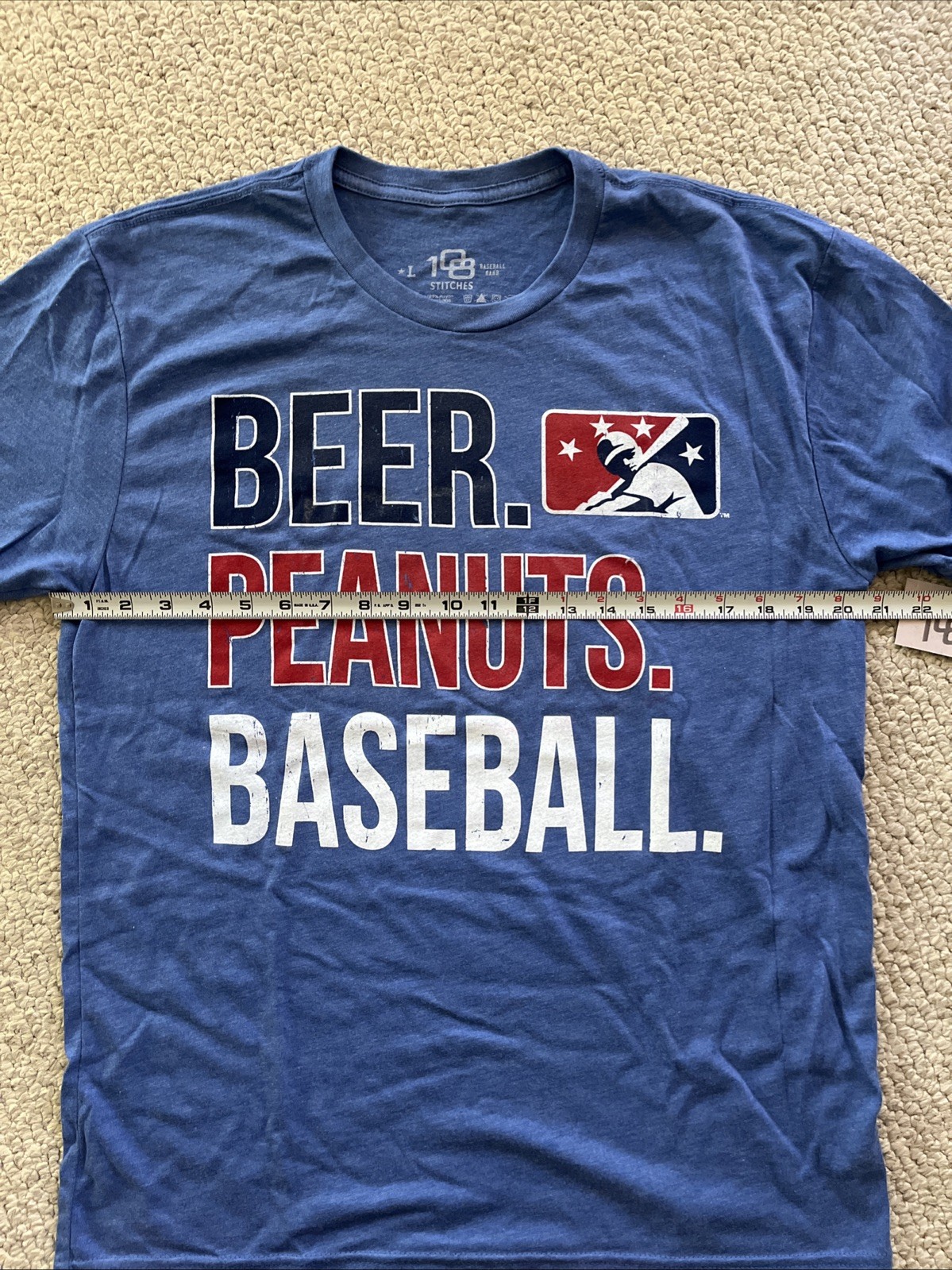 MILB Beer Peanuts Baseball Shirt Size L Large 108 Stiches New With Tags
