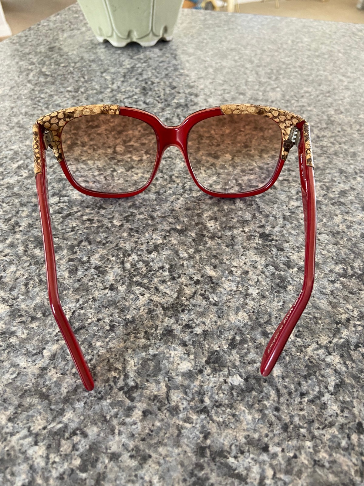 Emmanuelle Khanh Paris 8080 69 PP Red Snake Skin Framed Sunglasses