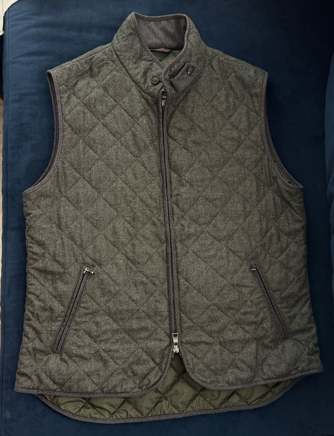 Linen Waterville Vest Us L Hunter Green Made In Italy