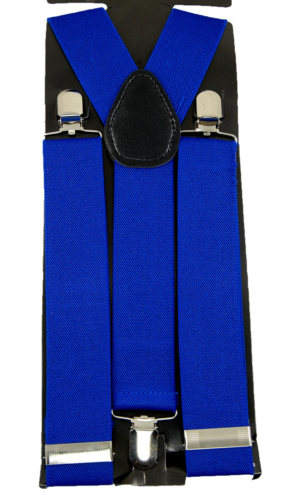 Unisex Clip-on Braces Elastic “Royal Blue” Y -Back Suspender 1 1/2″