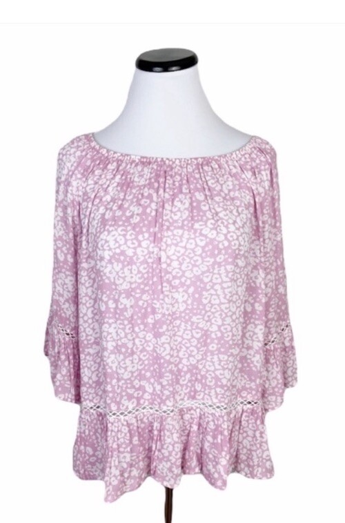 NWOT Fever Leopard Print Bell Sleeve Blouse Top Multicolor Size Small