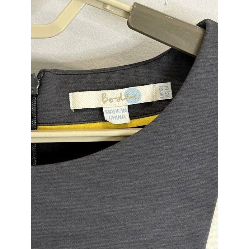 Boden Sheath Dress Black Gray White Colorblock Sleeveless Stretch Career 8L 8