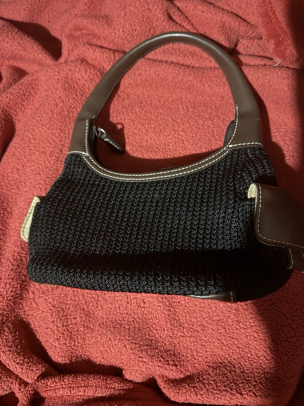 Liz Claiborne Brown Top Handle Bag w/ Brown Trim, Zip Closure, very clean