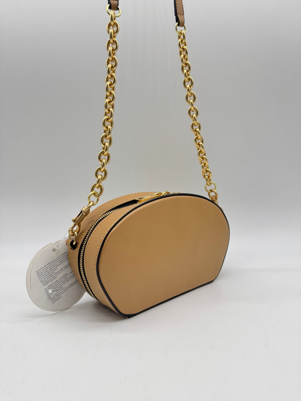SEE BY CHLOE smooth leather shell chain strap women’s crossbody in Beige / Tan