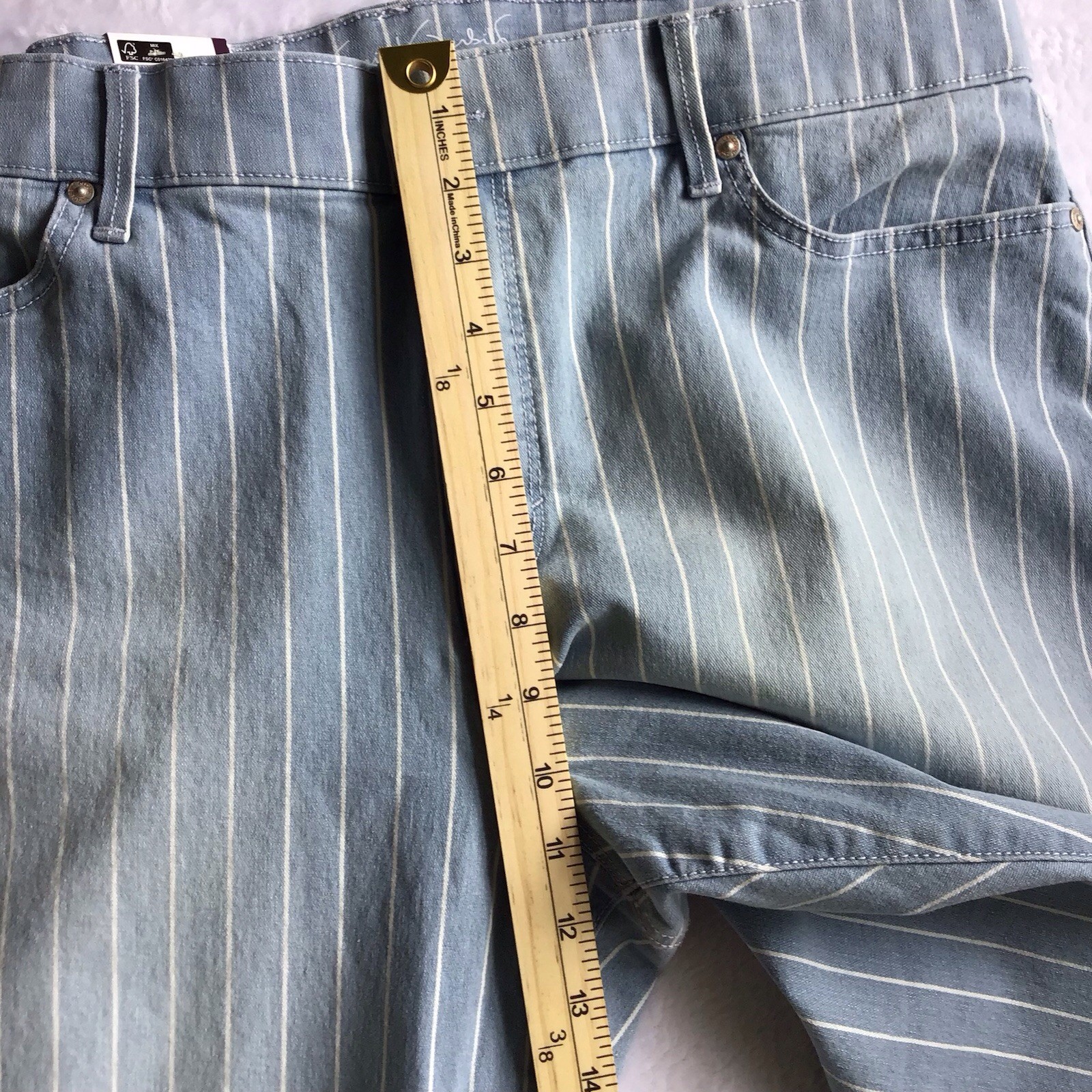Gloria Vanderbilt Skinny Capri Jeans Womens 18 Mid-Rise Stripe Stretch