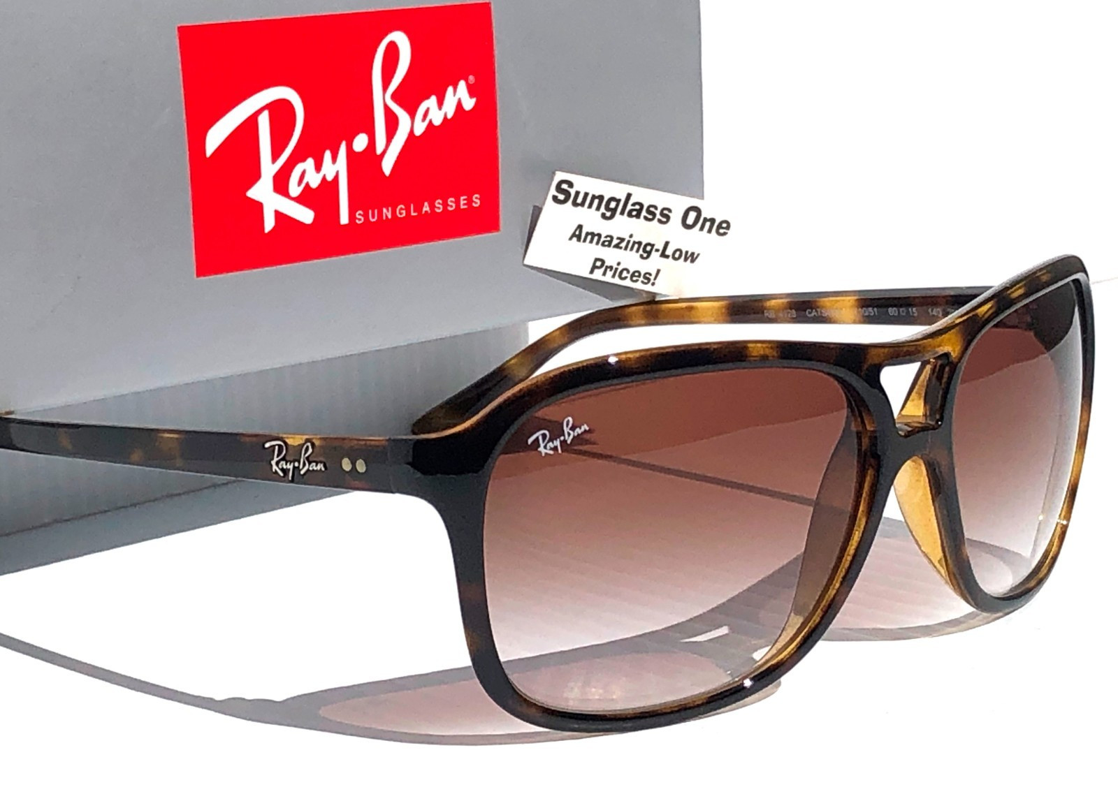 Ray Ban CATS 4000 Light Havana GRADIENT Crystal Brown Sunglass RB 4128 710/51