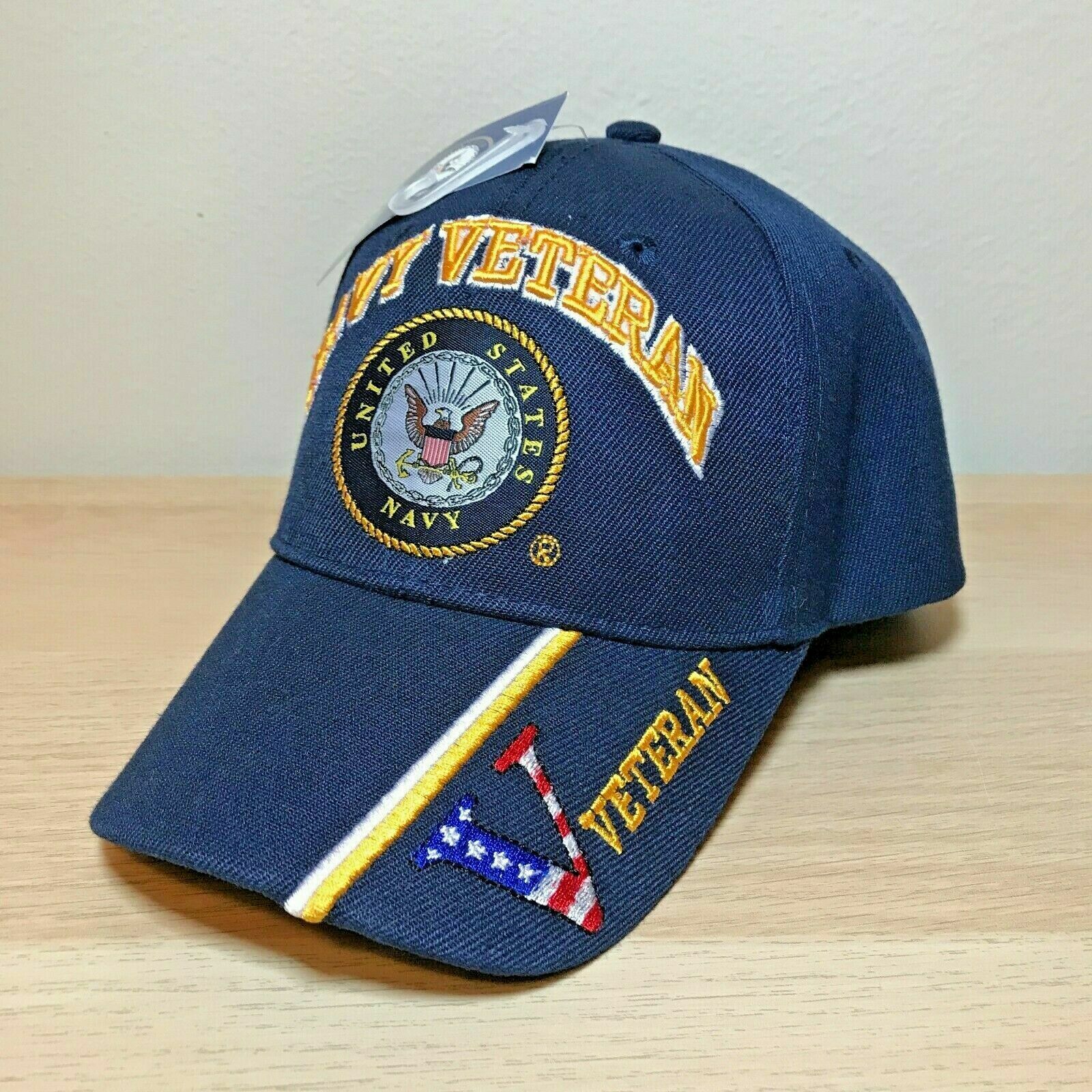 Official US Navy Licensed Cap Navy Veteran & Navy Emblem Navy Blue Cap Hat