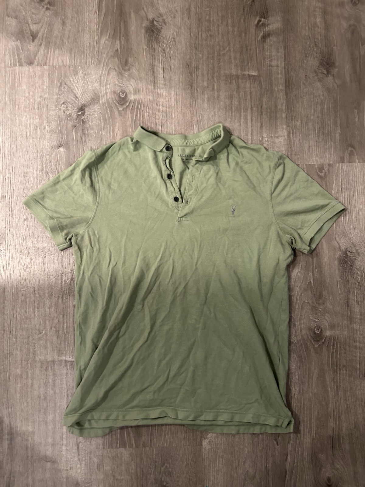 All Saints Sage Green Henley Polo – Men’s